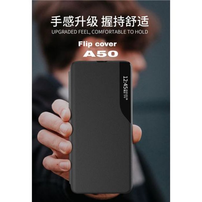 Coque de téléphone - GÉNÉRIQUE - Samsung A50 - Cuir - Noir - Élégante et résistante