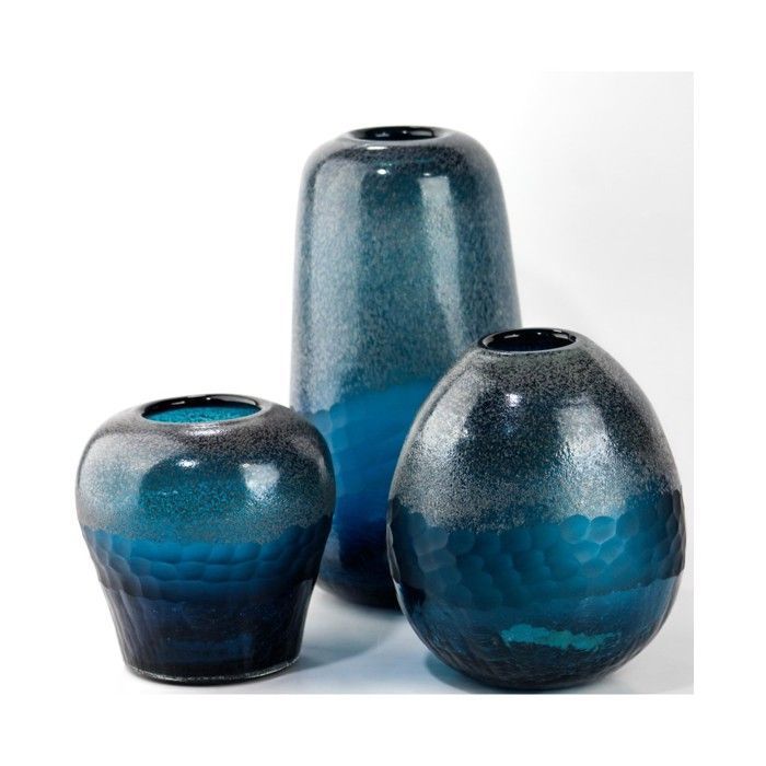vase en verre bleu 19x19x42.5 MM
