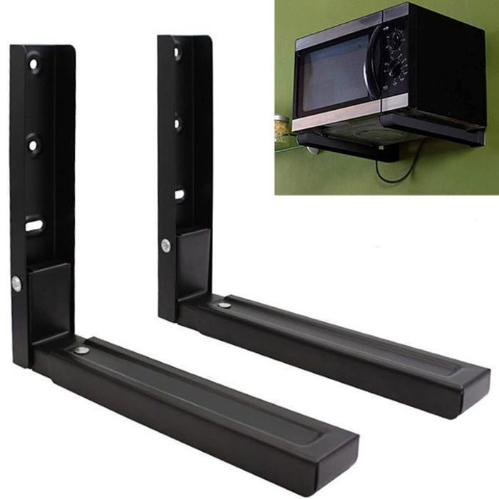 Supports de Micro-Ondes - Universels - Montage Mural - Extensibles - Noirs - Robustes