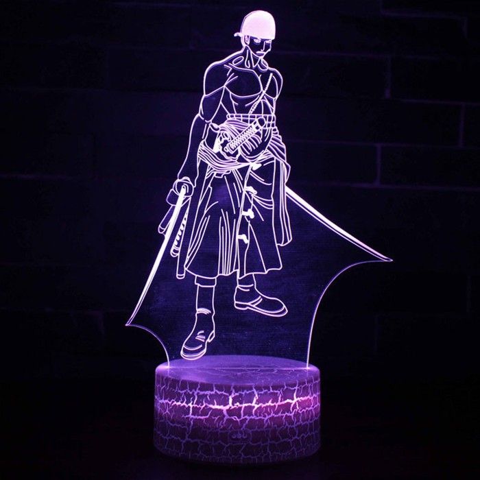 Lampe LED 3D - One Piece - Zoro Combat - Télécommande - Effets lumineux - Économie d'énergie