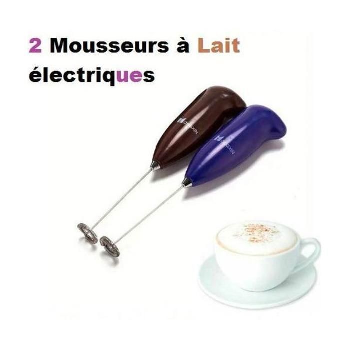 2 Mousseurs à Lait électrique à Pile avec Fouet en Acier Inoxydable, batteur pour Cappuccino, mixeur, Couleur aliatoire