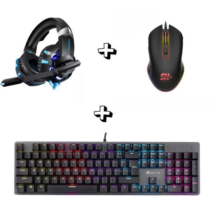 Pack gaming 3 en 1 GK-915 clavier gamer + pro gaming souris M10 SH + casque gamer K2 PRO