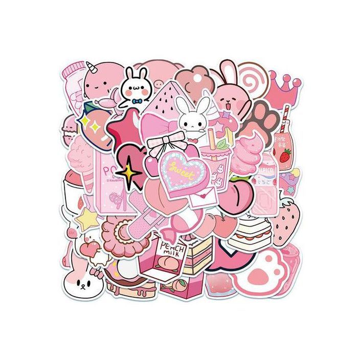 Stickers - INS - 50pcs - Rose - Multicolore - Décoration murale
