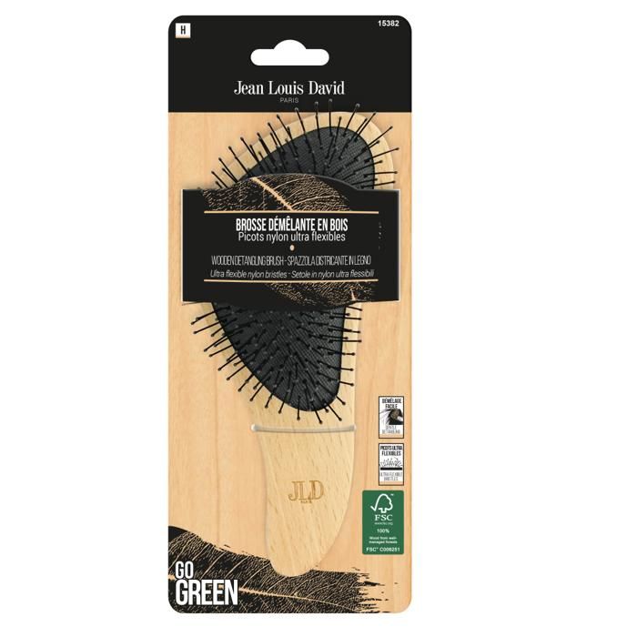 Brosse Démélante Bois Picots Nylon Flexibles FEELING WOOD- JLD