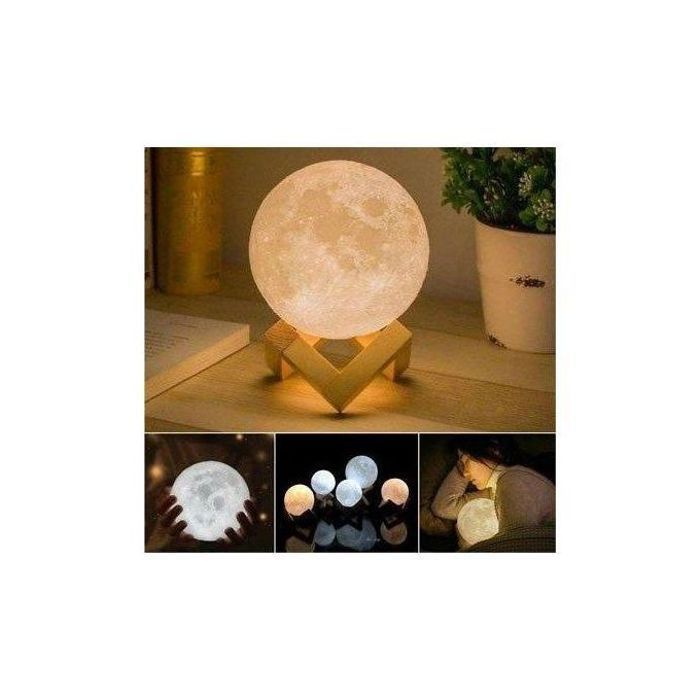 Moon Light Moon Lamp , lune allumée motif gravé , Lampe LED tactile/rechargeable/7 couleurs