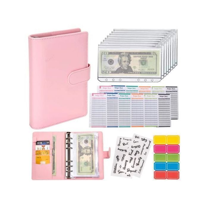 Carnet de notes A6 à feuilles mobiles,planificateur de Budget, enveloppe d'épargne d'argent,6 trous