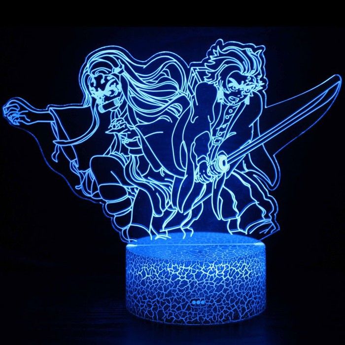 Lampe LED 3D - Demon Slayer - Nezuko et Tanjiro - Télécommande - Effets lumineux - Économie d'énergie