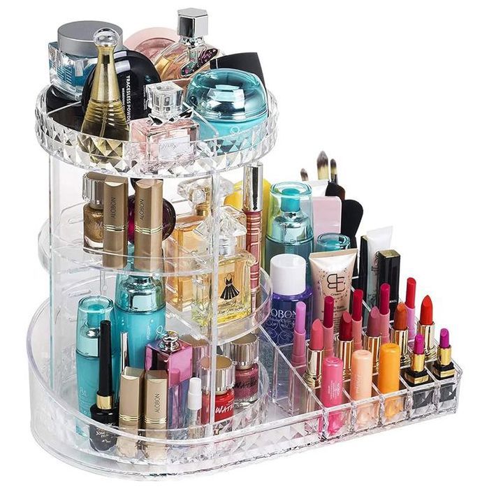 Organisateur de maquillage Porte-cosmétique transparent Rack makeup rotatif 360°