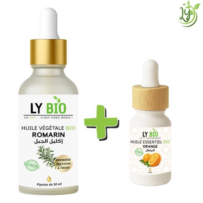LYBIO PACK HUILE ROMARIN 50ml - PIPETTE + HUILE ESSENTIEL ORANGE 10ML