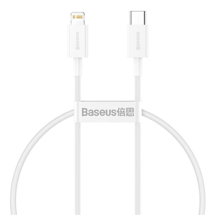 BASEUS blanc 0,25 m 20W PD Câble de charge rapide compatible avec tous les iPhone