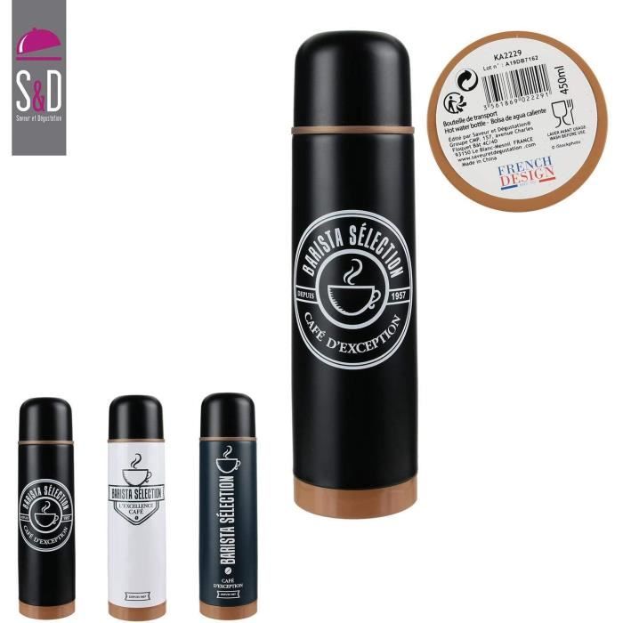Bouteille isotherme - Barista - Noir - Inox - Plastique - Pour café et thé
