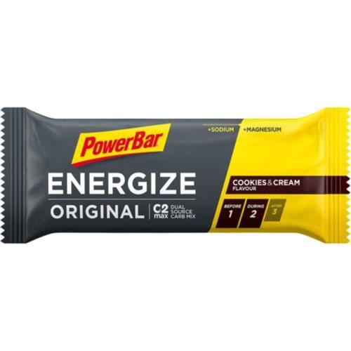 Barres PowerBar Energize C2Max 25x55gr Cookies & Cream - gris/jaune