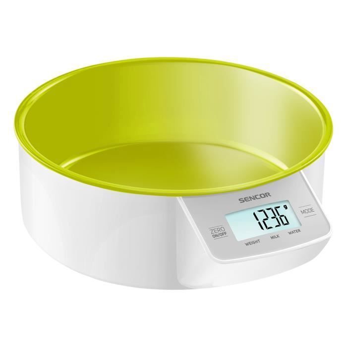 Balance de cuisine - SENCOR - SKS 4004GR - Écran LCD - Plateau vert - Compacte et précise