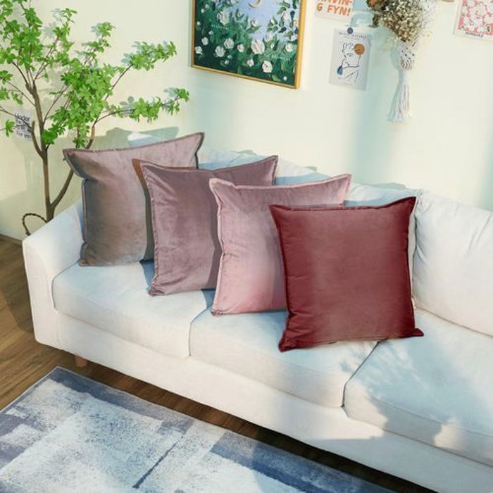Housses de Coussin Décoratives, 45x45 cm, Lot de 4 en Velours de Luxe Doux - Coussins Carrés pour Canapé, Chambre, Voiture.