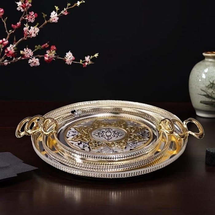 Set 3 plateaux Gm 65cm/40cm Mm 55/34cm Pm 47cm/29cm et argentés