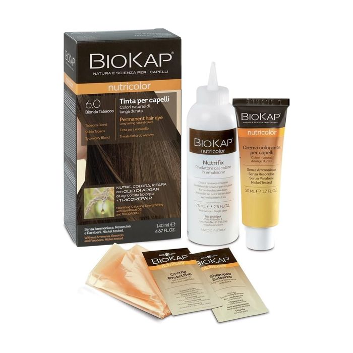 Teinture pour Cheveux - Biokap - Nutricolor 6.0 - Blond Tabac - 140ml - Vegan et Nourrissante