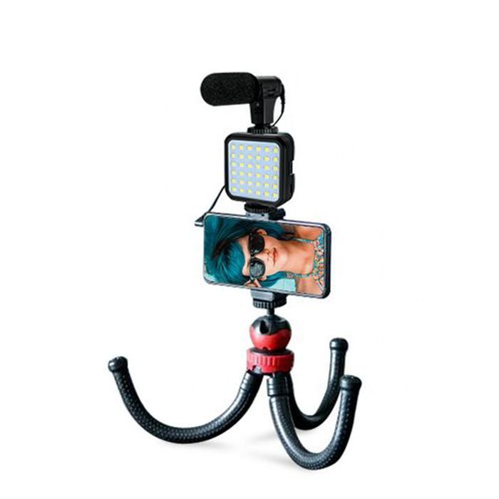 Kit Vlog de Photographie pour Téléphone avec Trépied Flexible, 36 Puissantes LED  et Micro 18KHz