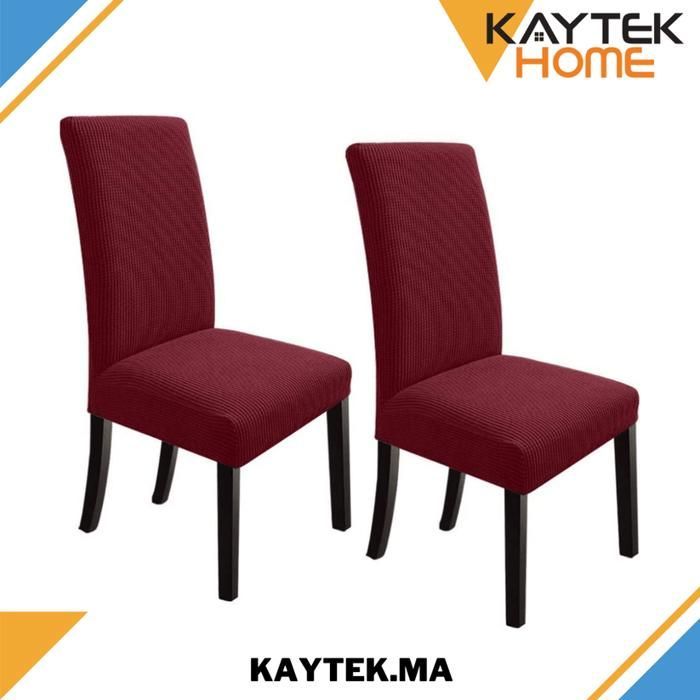 2 x Housse de Chaise Extensible à Tissu Jacquard - Rouge Bordeaux