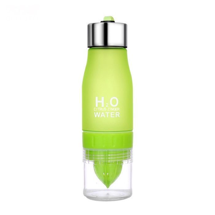 2in1 Bouteille d'eau de sport sans BPA, gourde portable anti-fuite, gourde d'escalade, presse citron, mon infuseur boisson HI, 650ml