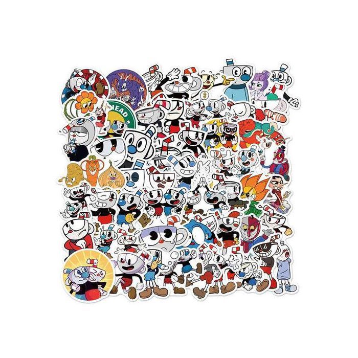Stickers - Cuphead - 50pcs - Multicolore - Décoration murale - Design contemporain