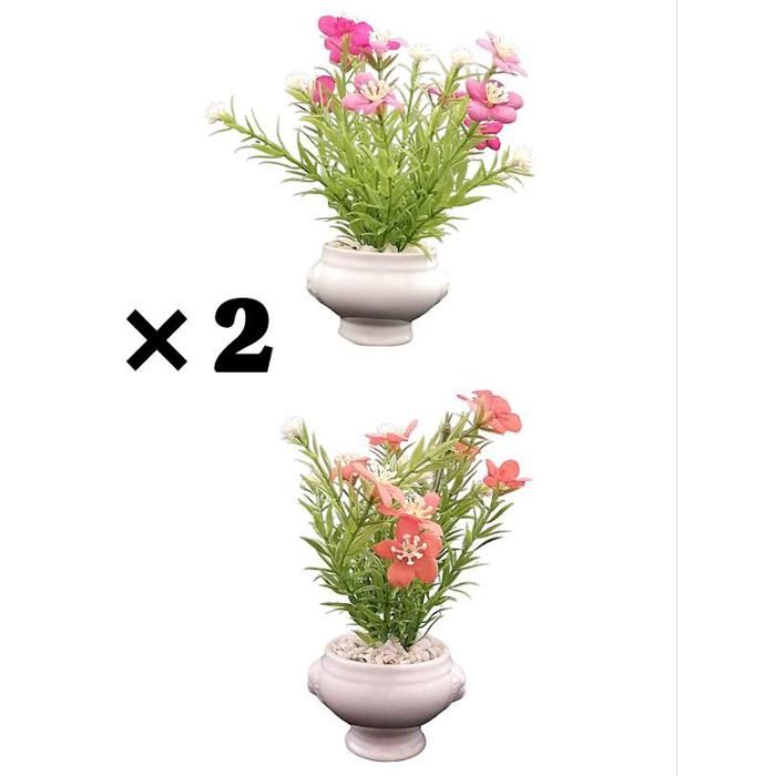 Plante artificielle - 2 pots en céramique - Couleurs aléatoires - Décoration intérieure - Sans entretien