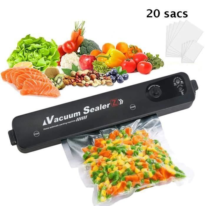Machine Sous Vide avec 20 Sacs,Appareil de scellage sous vide automatique multifonctionnelpour Sceller Aliments,mode sec et humide