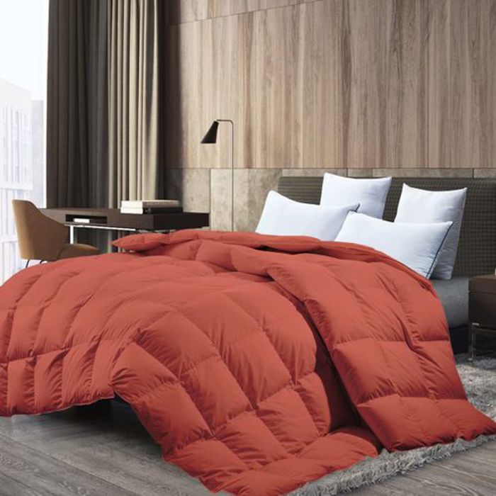 Couette - DWIRTY - Microgel Antiallergique - 240x260 cm - Orange Brique - 2TO Offerts