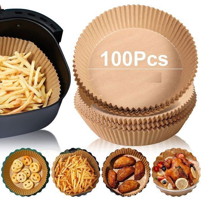 Lot de 100 Papiers de Cuisson pour Friteuse et Air Fryer – Antiadhésifs et Pratiques