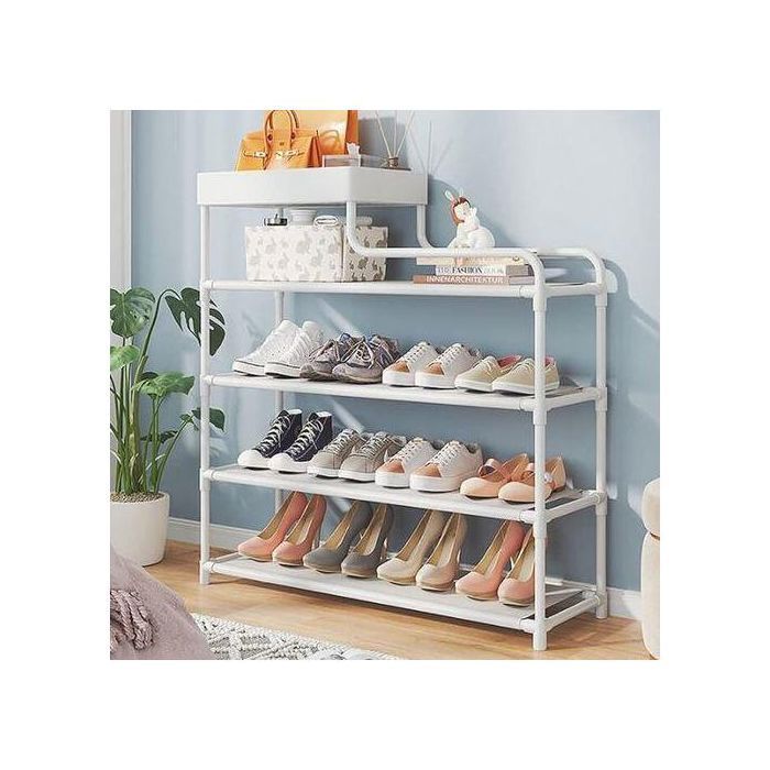 Armoire à chaussures multicouche - 5 niveaux - Rangement polyvalent - Design en métal - Assemblage facile