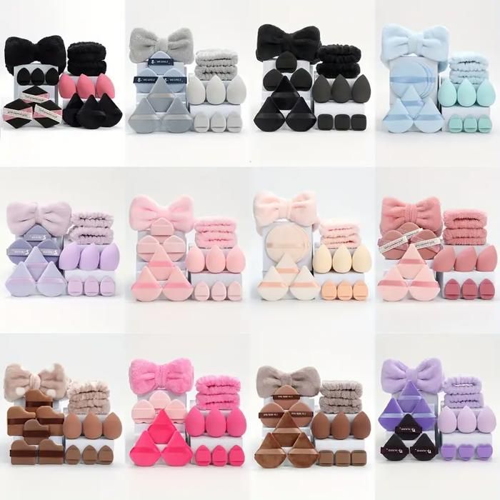 Set beauté complet avec éponges et bandeau multicouleur