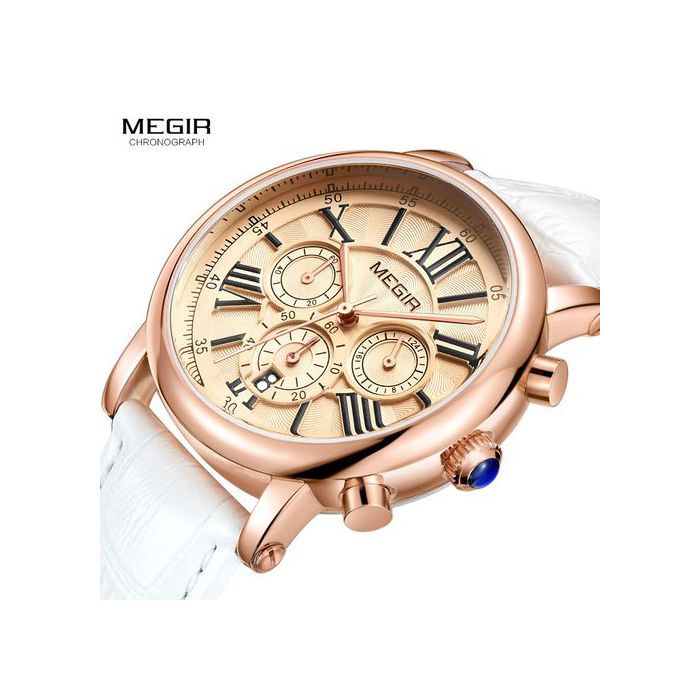 Montre Femme - MEGIR - Modèle 2058 - Quartz - Étanche - Cuir Rouge