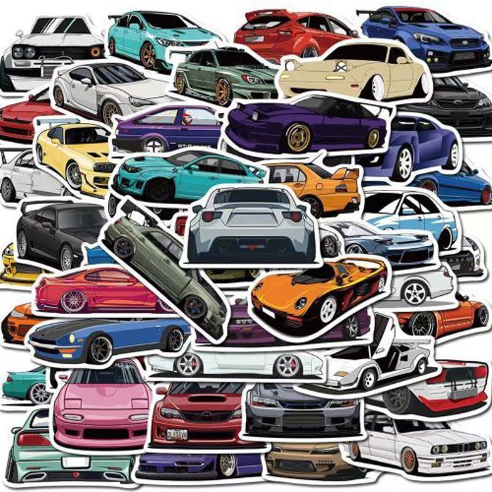 Stickers 50Pcs PCS JDM Retrofit Racing Car Stickers Decals DIY Water Bottle Lug