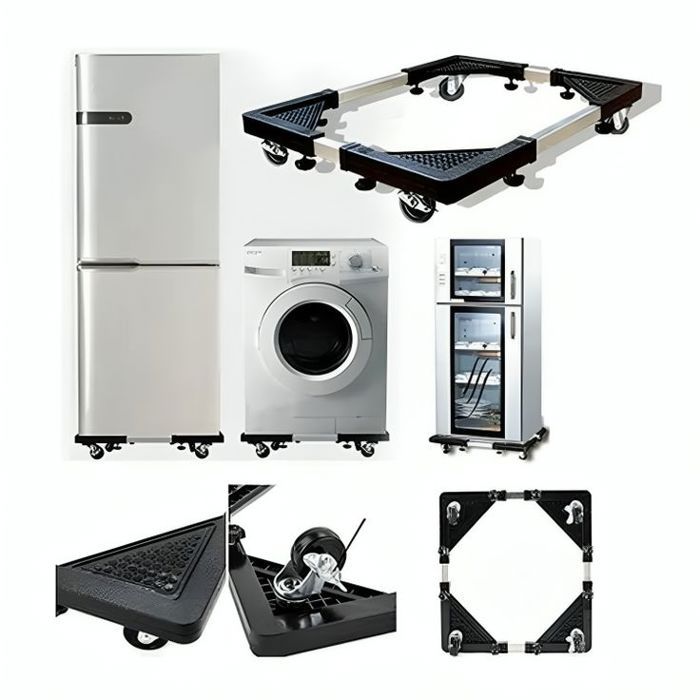 Base mobile multifonctionnelle spéciale pour machine à laver et réfrigérateur, Charge maximale 138 kg 56 x 56 cm