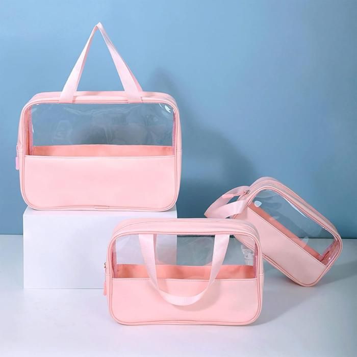 3 trousses de rangement imperméable pour cosmétiques et articles de toilette .rose