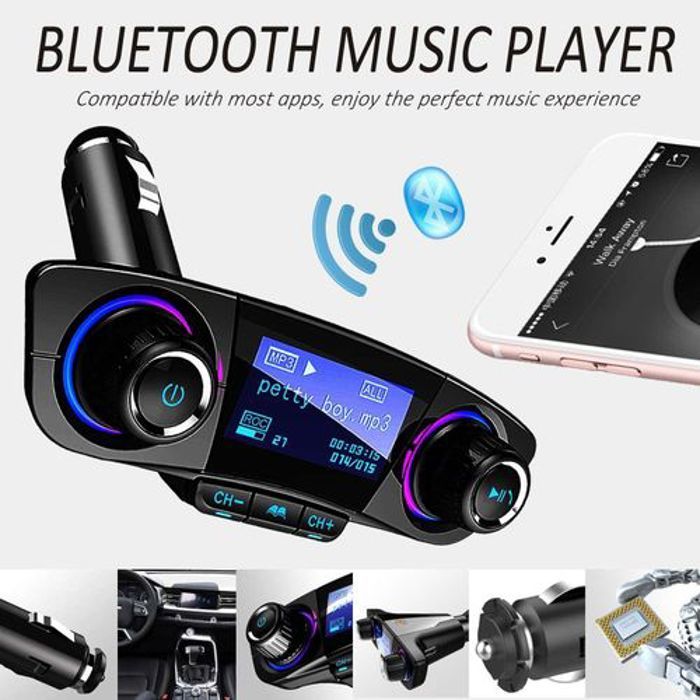 Earldom Transmetteur FM Bluetooth chargeur de voiture Bluetooth lecteur MP3  adaptateur radio sans fil 3.1A