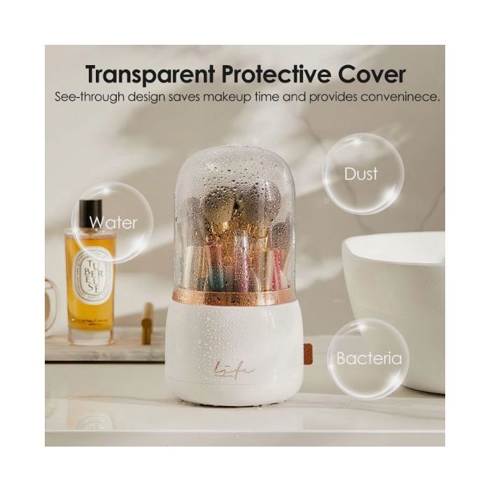 Porte-pinceaux de maquillage avec couvercle, organiseur d'outils cosmétiques, rangement rotatif à 360° pour pinceaux de maquillage