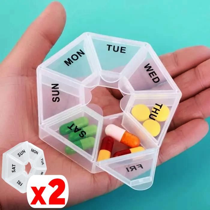 2 Boites à médicaments Semainier Pilulier quotidien