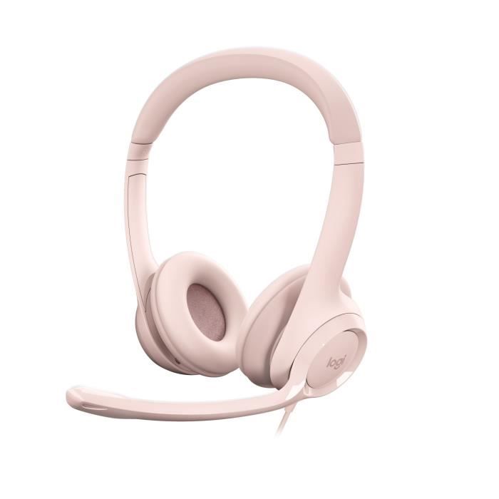 Casque - Filaire - Logitech - H390 - USB - Anti-parasite - Rose