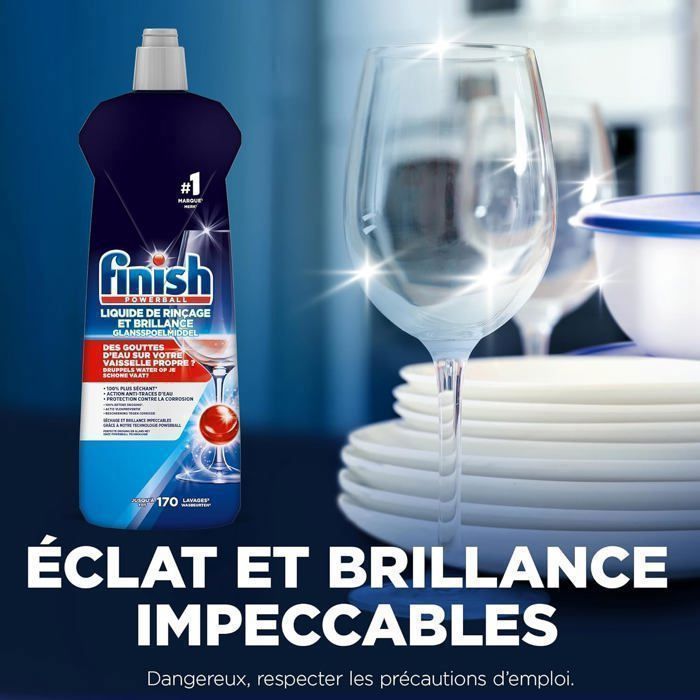 Liquide de Rinçage - Finish - Citron - 800 ml - Anti-gouttes - Brillance éclatante