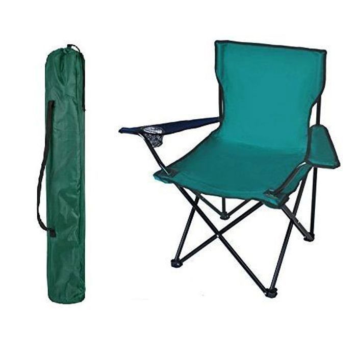 Chaise de plage Siège de camping Fauteuil Munie d'un porte-gobelet Vert