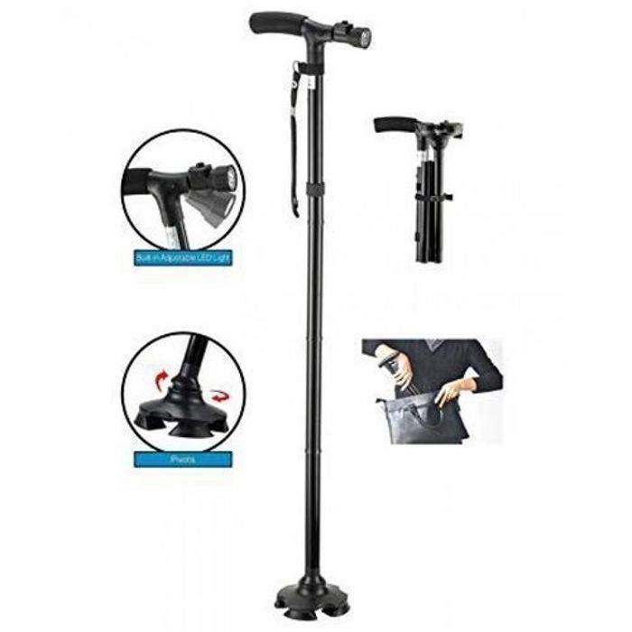 Magic Cane évoluée - Canne pliable en aluminium avec lumière LED