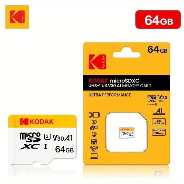 Carte mémoire KODAK Mini SD  64 Go Full HD Micro TF pour téléphone/ordinateur/appareil photo