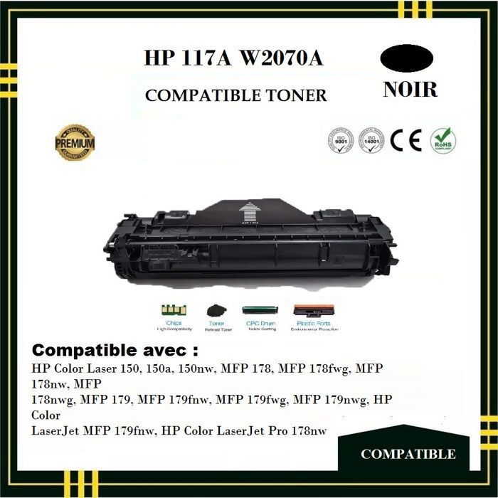 Toner Compatible - HP 117A W2070A - Noir -  - Impression Laser