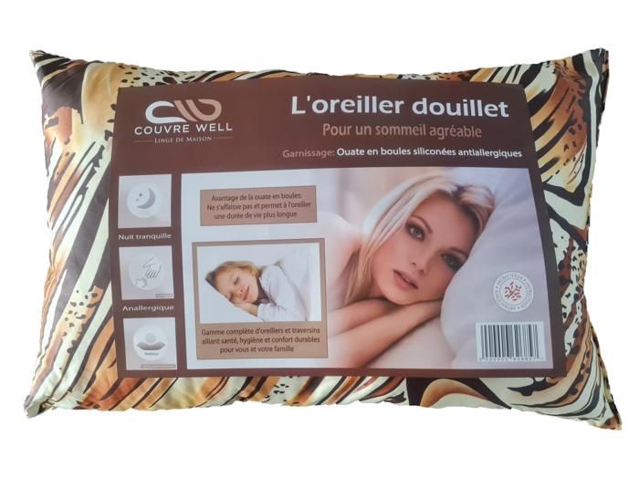 OREILLER IMPRIME 45X70CM 100% COTON 700G (DIVERS MOTIFS)