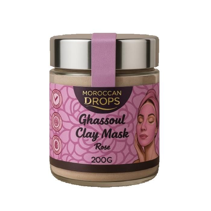 Masque Ghassoul à la Rose – Purifiant & Hydratant Visage & Corps – 200g