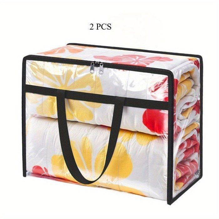 2 Sacs de Rangement Transparents, Organisateur de Garde-Robe et Boîtes de Stockage - 46 x 23 x 38 cm 40 L