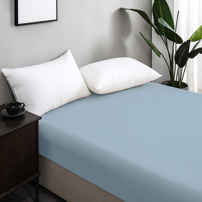 Drap Housse - Antiallergique - Bleu Glacier - 120x200 cm - Microfibre - Lavable