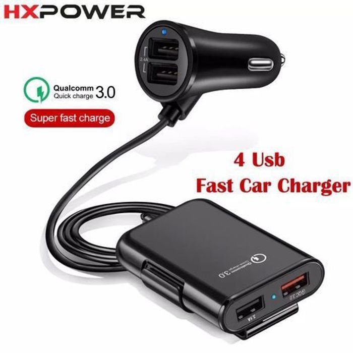 Chargeur de voiture 4 port usb 40W 8A Quick charge 3/1.8 metre noir