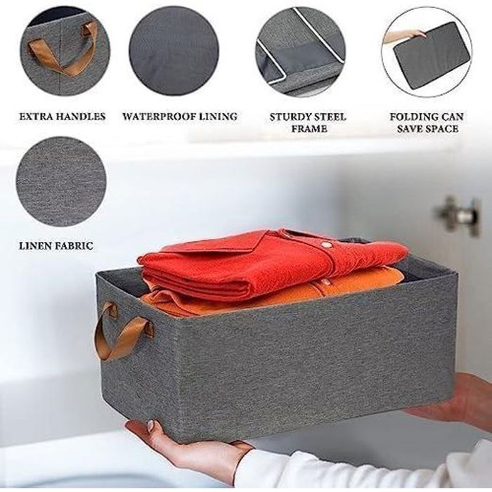 Boîte de rangement avec poignées, boîte de rangement pliable, boîte de rangement pour vêtements
