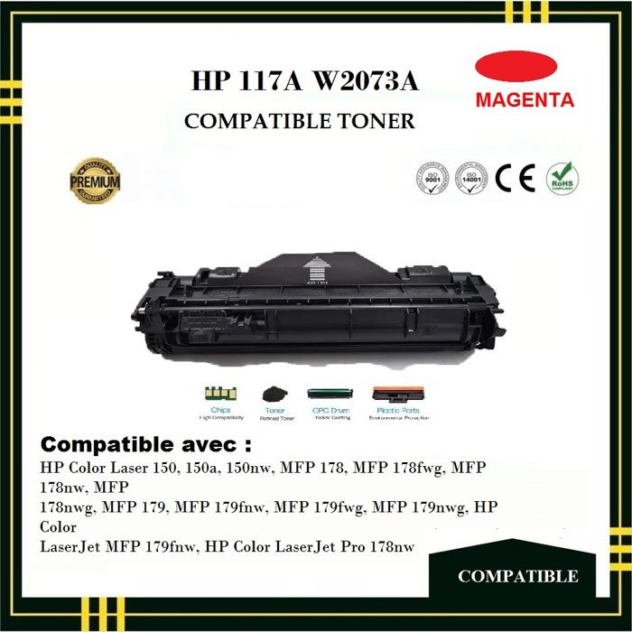 Toner Compatible - HP 117A W2073A - Magenta -  - Impression Laser